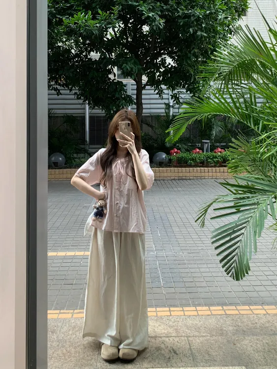 【夏日冰莓】夏季气质ins风森系慵懒风时尚套装粉色衬衫休闲山本裤