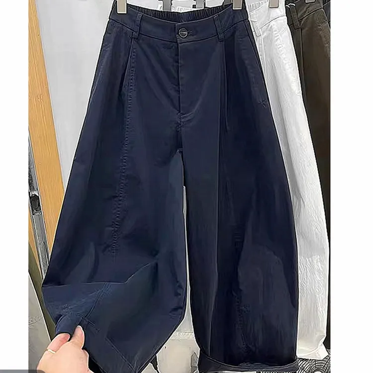 秋冬新款女士宽松显瘦高腰弯刀直筒裤新款百搭时尚大码女裤松紧