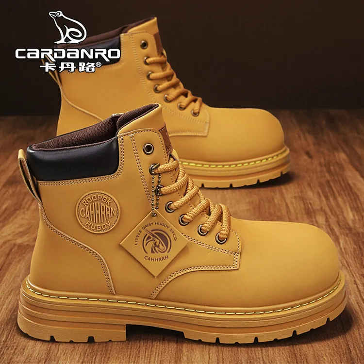 意大利卡丹路马丁靴男冬季英伦复古工装靴男士踢不烂厚底大黄靴