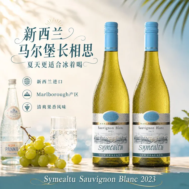 塞米图新西兰进口马尔堡长相思干白葡萄酒750ml夏日微醺