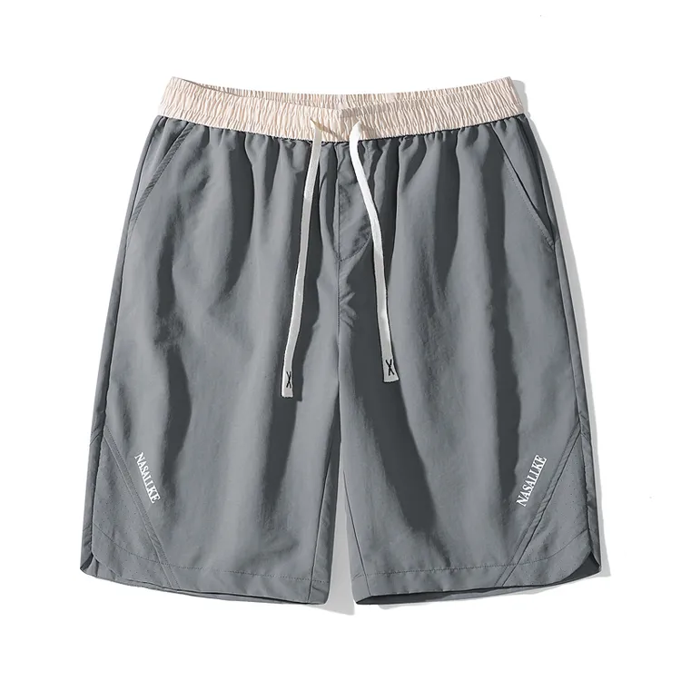 夏季男外穿五分裤短裤休闲百搭日系速干二开冰丝运动透气宽松直筒