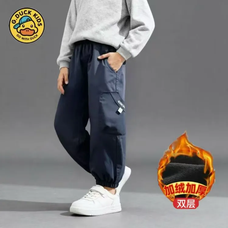 小黄鸭AA029秋冬款儿童五防软壳冲锋裤2025工装奥粒绒户外登山