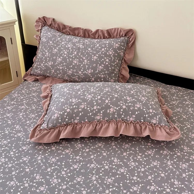 韩版A类花边枕套小碎花家用枕头套宿舍单人学生一对装枕芯内胆套