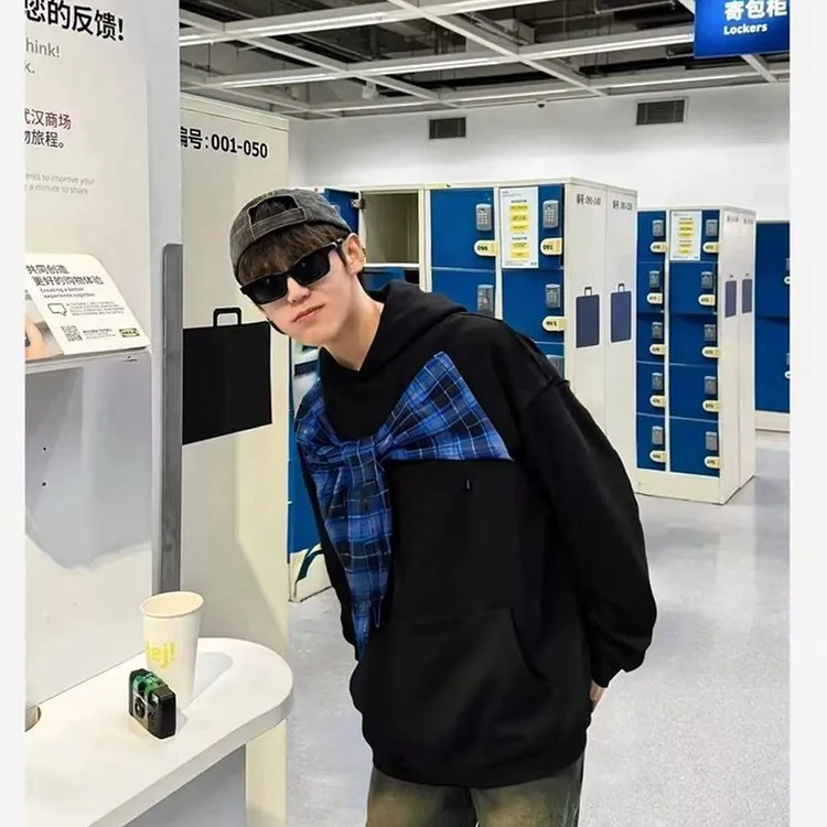 WASSUP dream春秋新款绑带设计感连帽卫衣男美式蝴蝶结慵懒风上衣