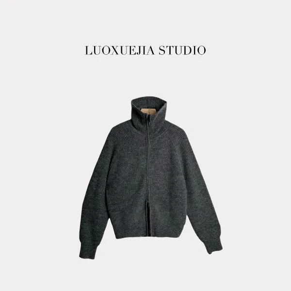 LXJ25310「秋冬氛围感」高级感慵懒风针织拉链毛衣开衫