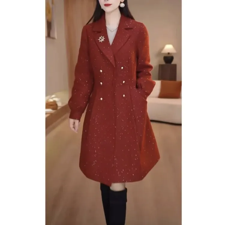 【外套】2025冬季新款加棉新款时尚保暖显瘦修身女士中长款加棉外套