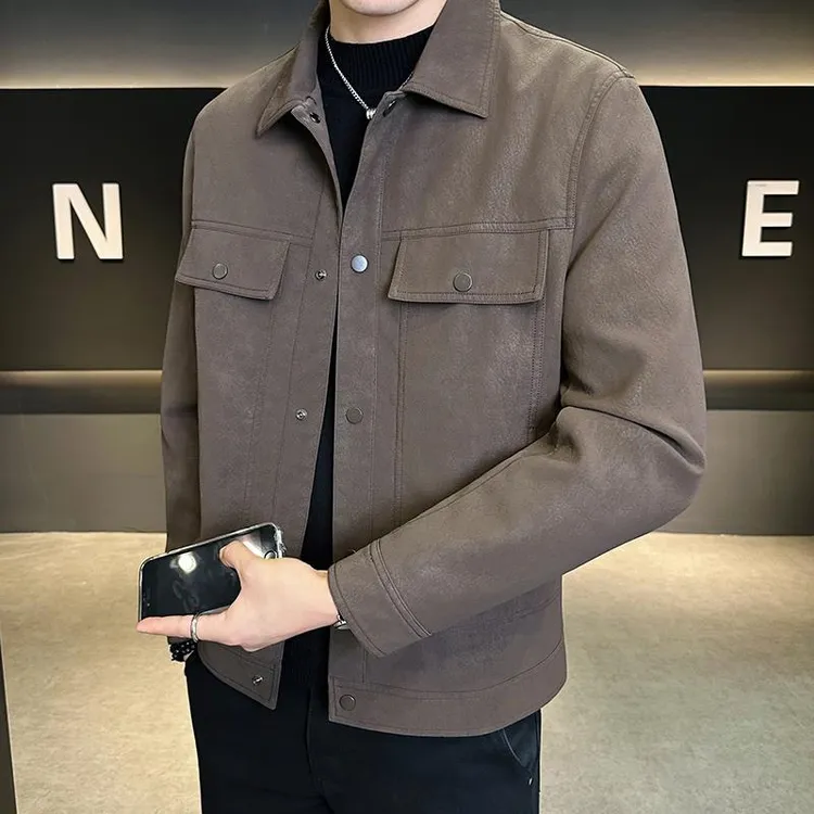 杜拉妮秋冬季皮衣男2025年新款痞帅时尚工装翻领男装衣服男皮夹克