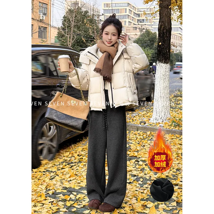 ⑦七七146小个子冬季保暖加绒窄版休闲裤女款百搭宽松阔腿裤小美说