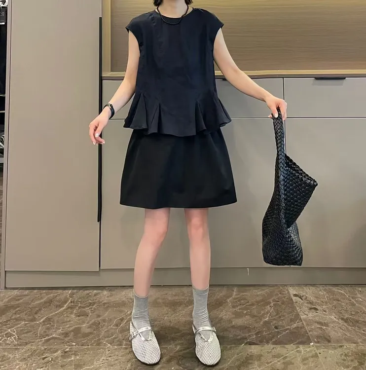 米可/MK-2032ZJ【亚麻无袖荷叶边小衫】时尚休闲气质夏季新款衬衫