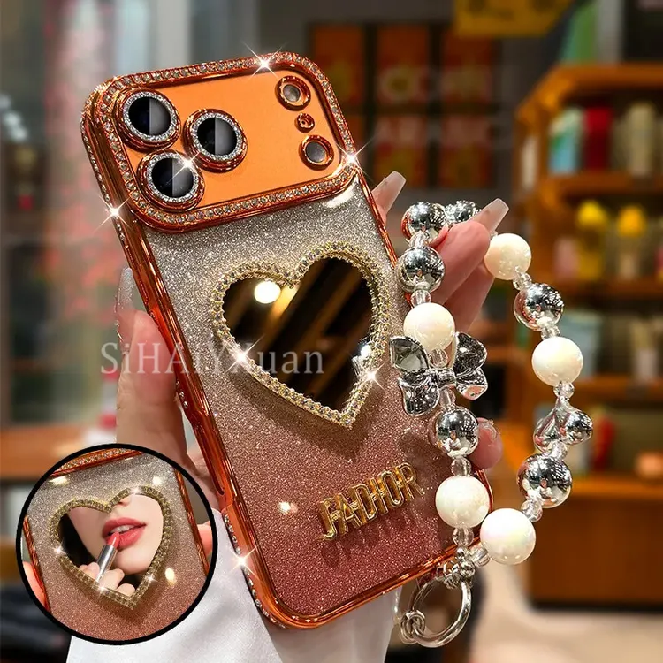 【原创款】奢华水钻爱心适用苹果17promax手机壳16pro全包挂链15软