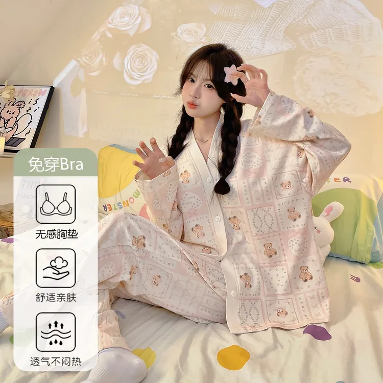 可外穿遛弯睡衣女款爆款2025新款春秋甜美可爱长袖长裤家居服套装