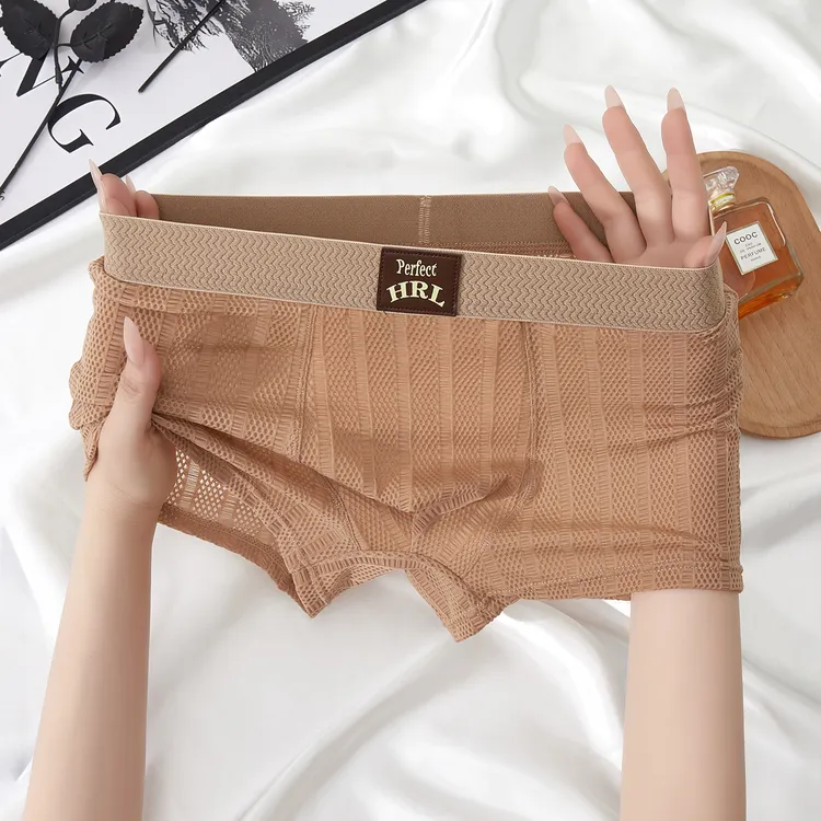 男士冰丝内裤男款2025新款男生平角短裤青少年运动透气大码四角裤