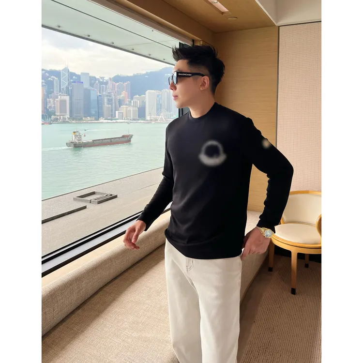 【圆标长袖】小直领痞帅男装莫代尔打底上衣贴标绣半高领T恤李查德