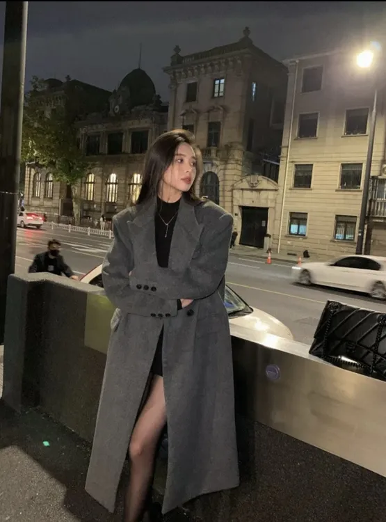 【韩剧女主】25新款赫本风加厚双面羊毛宽松气质大衣女秋冬高级感