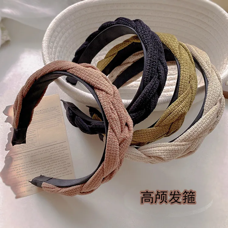 夏季麻花发捆高颅顶发箍女外戴气质洗脸压发高级清冷系禅意衣服女