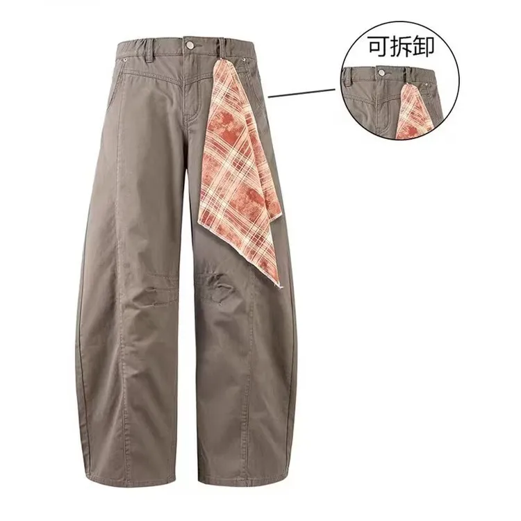 白色美式水洗弯刀牛仔休闲裤男宽松baggu版型垂感镰刀裤直筒户外