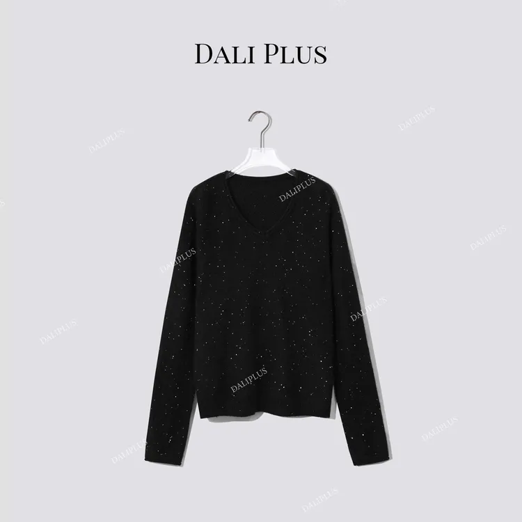 DALI PLUS“绵羊毛+山羊绒”亮闪系列长袖打底针织衫-D5CH5167