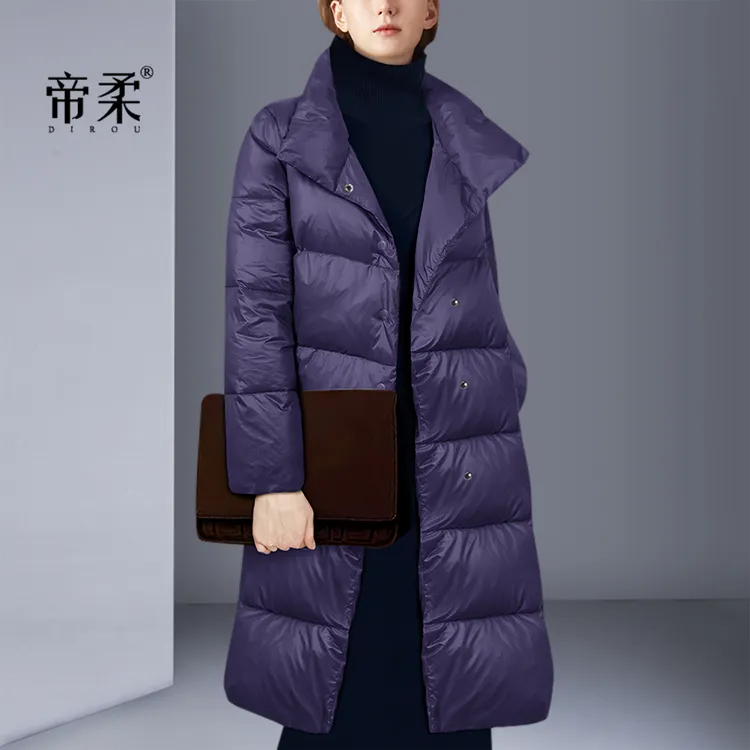 高端羽绒服过膝中长款2025冬季新品简约时尚气质大码修身保暖外套