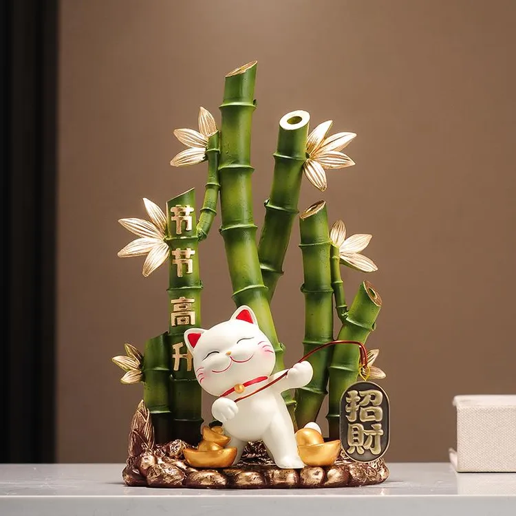 节节高升招财猫富贵竹子摆件客厅电视柜装饰办公室乔迁新居礼品