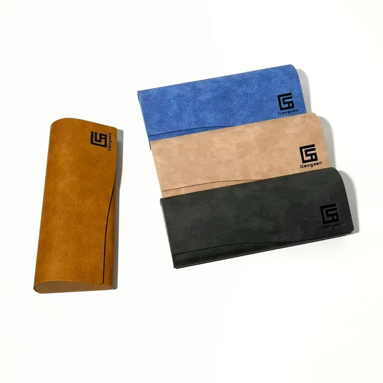 源头工厂手工羊巴纹眼镜盒可印字抗压便携磁吸近视镜墨镜收纳盒