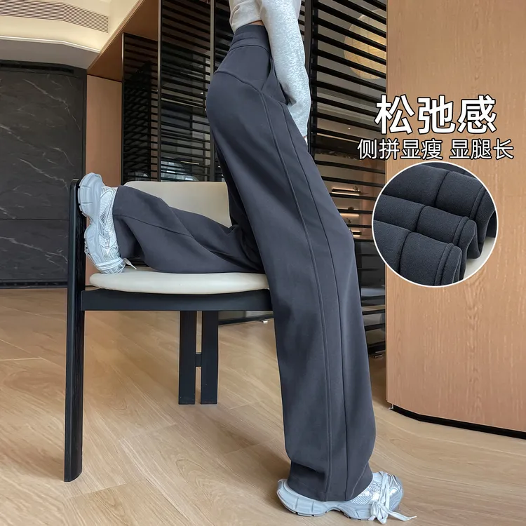 加绒休闲裤女款爆款2025新款秋冬小个子运动裤宽松窄版直筒卫裤子