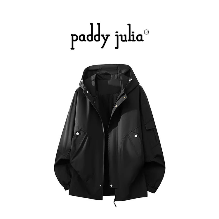 Paddy julia美式高级感工装连帽夹克男秋季宽松休闲百搭外套男装