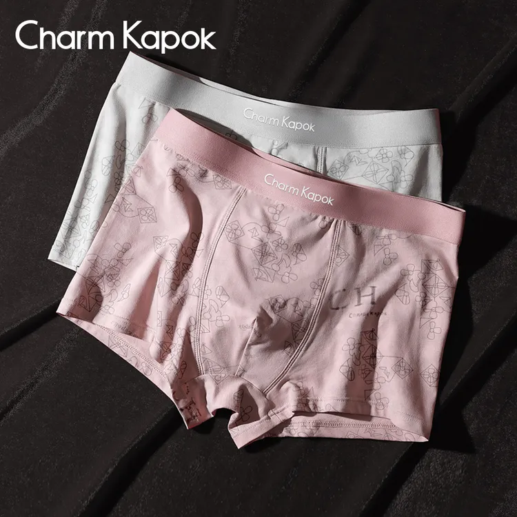 CharmKapok男士内裤猛男粉100%全棉裆纯棉质感10A抗菌运动四角裤