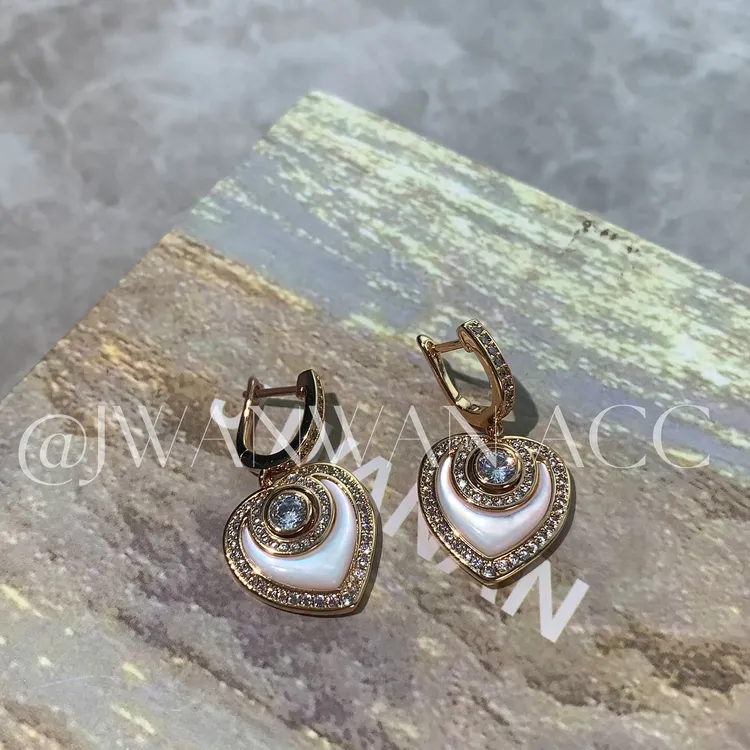 铜合金耳饰 白贝桃心.水光贝桃心闪钻法式耳扣01ED4405BL
