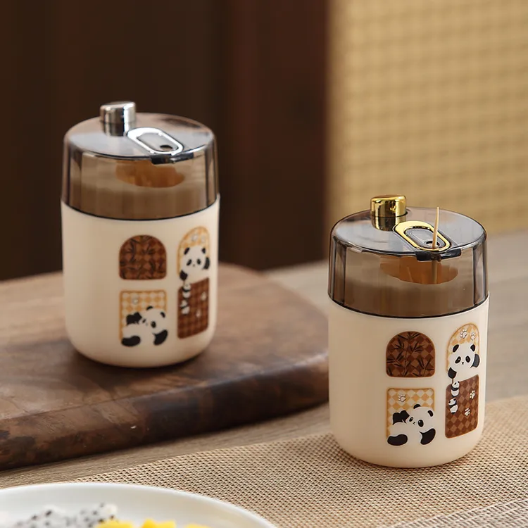 按压牙签盒轻奢风中古风牙签瓶简约酒店家居用品复古牙签收纳罐子