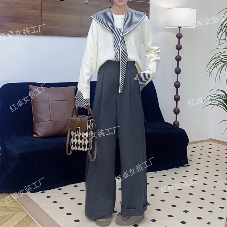 【秋季上新】秋季新款女裤3D立体剪裁高腰时尚弯刀裤