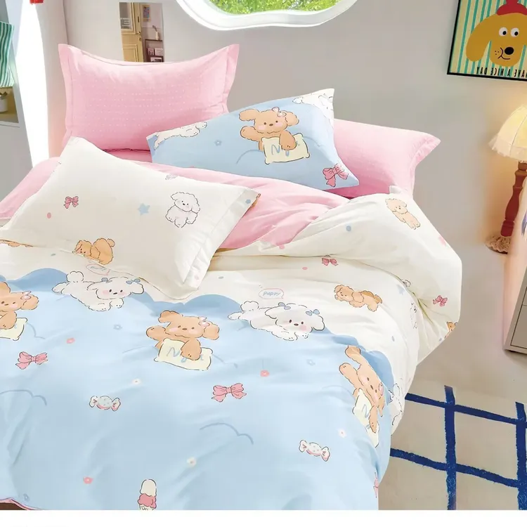 纯棉四件套全棉印花简约风床上用品百分百纯棉被套床单式床品套件