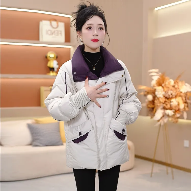 撞色显瘦休闲羽绒服韩版洋气2025年冬季时尚宽松保暖SJYF5209