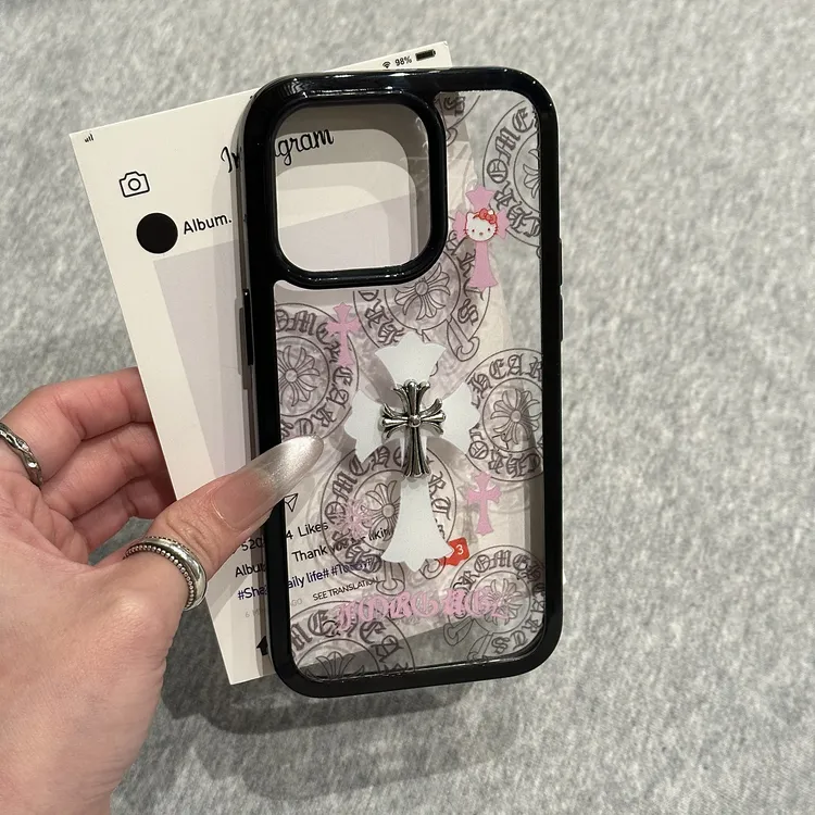 雅天立ins小众十字架kitty适用苹果17/15promax手机壳iPhone16女