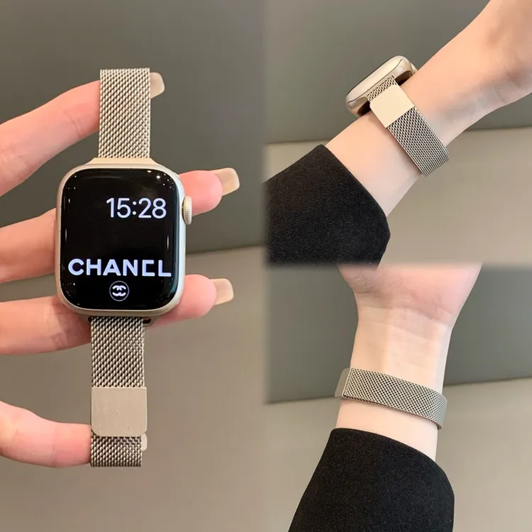 适用iwatchS11/10小蛮腰米兰尼斯磁吸表带Ultra3/2金属透气夏季商品图
