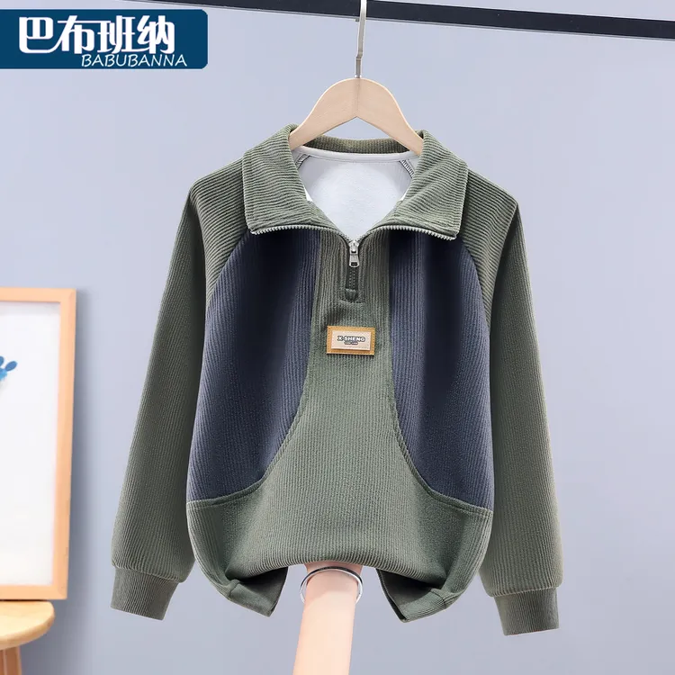 男童卫衣2025新款春秋款儿童上衣polo领男大童衣服秋装潮帅气童装