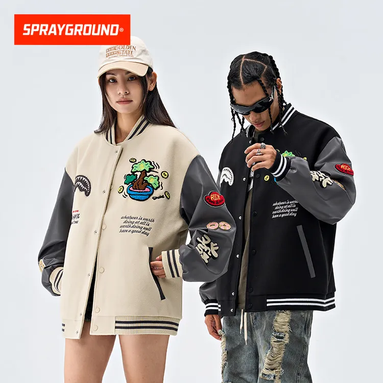 【摇钱树】SPRAYGROUND鲨鱼嘴棒球夹克联名美式流光风 XB WE031107