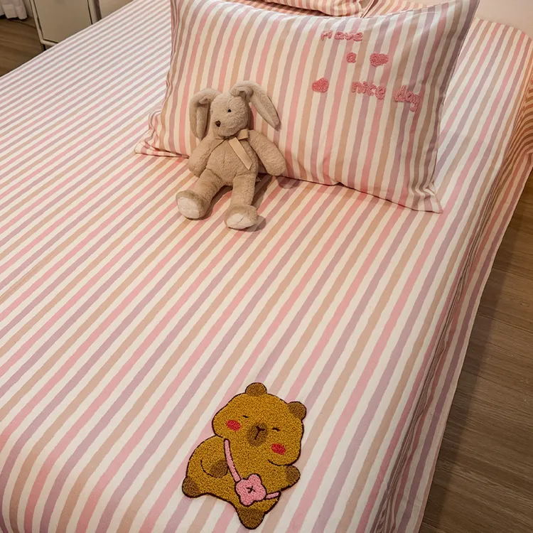 A类可爱小卡皮加厚老粗布床单单件全棉100%纯棉床笠家用床上用品