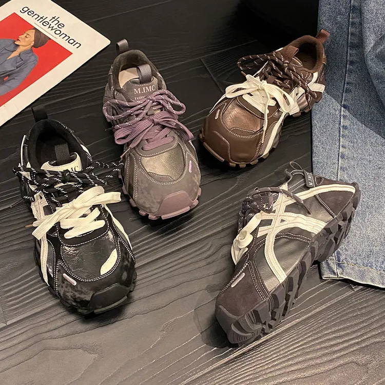 贾不假老爹鞋女款2025新款秋冬季爆款百搭加绒休闲厚底增高运动鞋