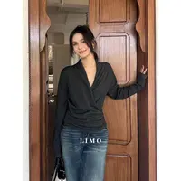 -含30羊！气质交叉V领掐腰百搭针织衫（MO8217#） LIMO