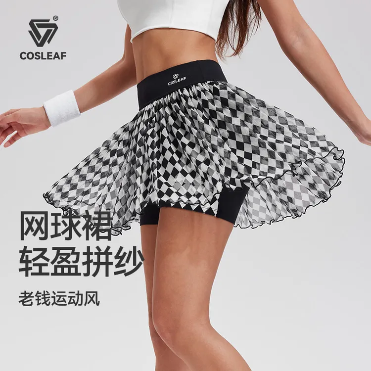 科里芙网球裙轻薄网纱款跑步健身羽毛球运动半身短裙裤瑜伽短裙女