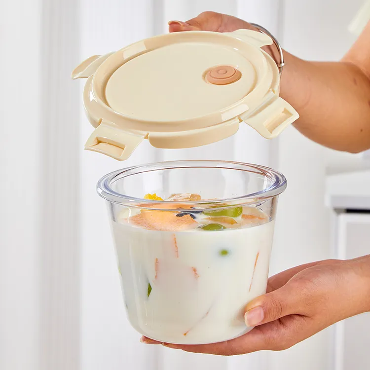 玻璃汤碗带饭盒上班族便当盒可微波炉加热便携燕麦杯高颜值保鲜盒