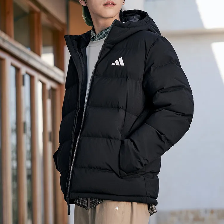 adidas/阿迪达斯时尚简约加厚保暖防风鸭绒连帽连帽羽绒外套