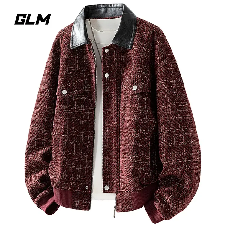 GLM春秋季新款大码休闲夹克男士高级底特律工装翻领外套加肥加大