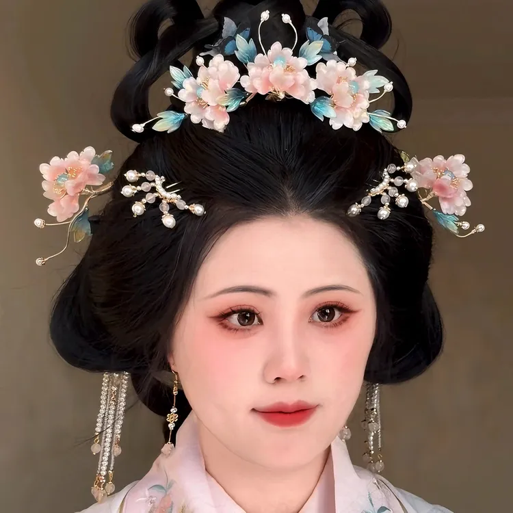 原创 折花 琉璃簪花发冠流苏发钗汉服配饰古风发饰单品链接