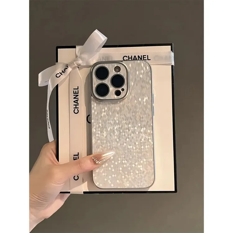 银色立体菱形闪片适用苹果16pro手机壳新款16promax/15小众14女款