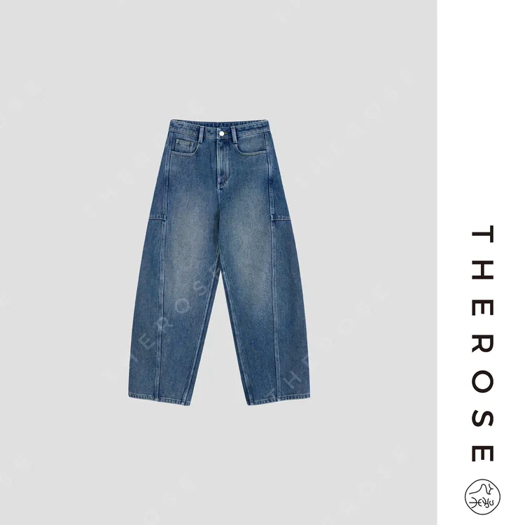 之柔【过冬牛仔】时尚百搭弯刀加绒牛仔裤解构阔腿女士休闲保暖长裤