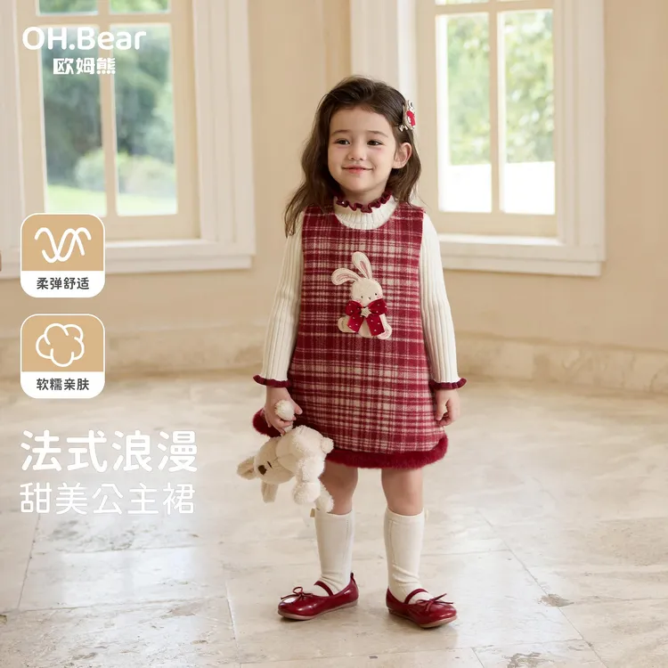 女童秋冬款连衣裙2025新款周岁宝宝礼服生日冬季小童儿童冬装裙子