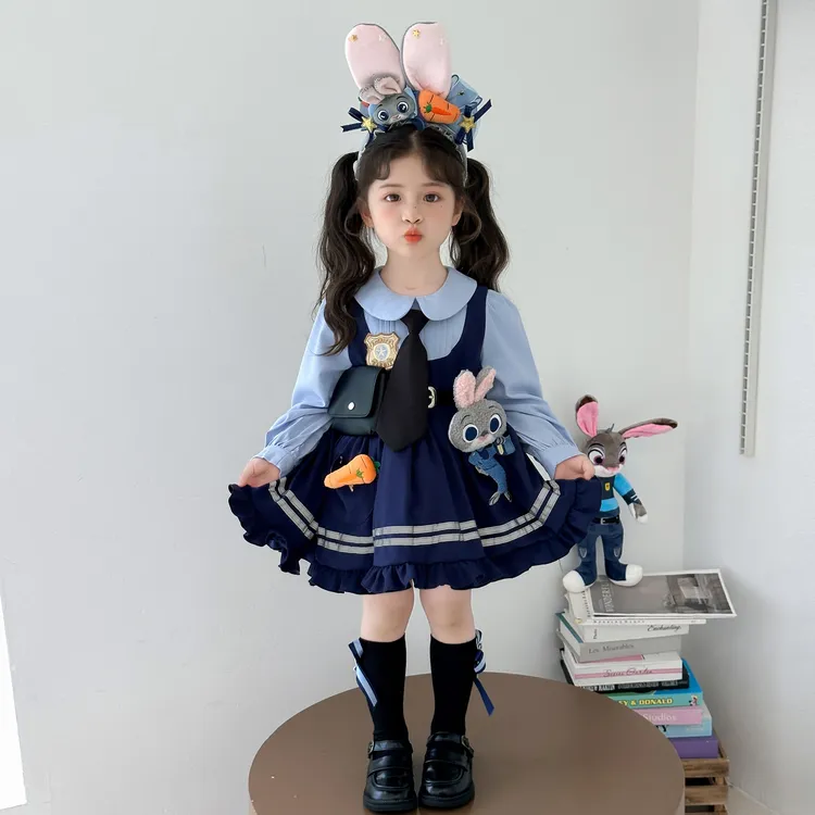【朱迪正版】女童秋季兔子警官洛丽塔公主蓬蓬裙学院风卡通洋气裙子