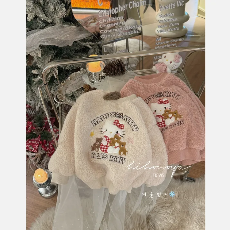 【小熊凯蒂】十四Hihoniya~2025冬季宝宝绒绒Kitty贴布绣加绒卫衣