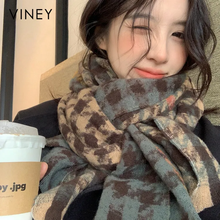 Viney围巾女秋冬季旅行保暖披肩情侣格子围脖生日新年礼物送女生